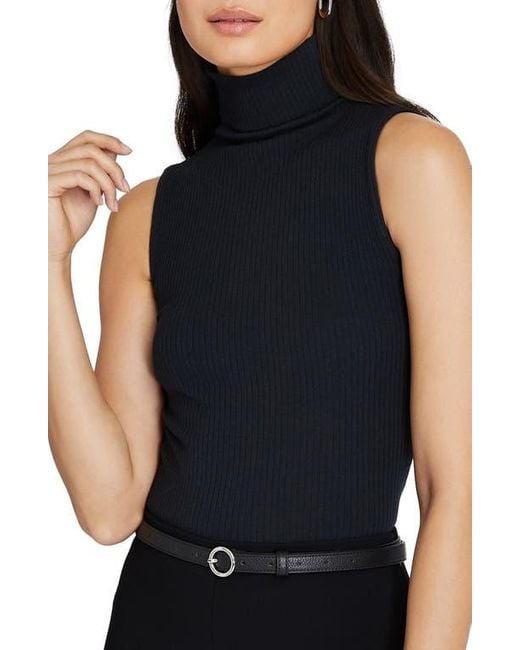 Club Monaco Sleeveless Cotton Blend Turtleneck Sweater in Black Lyst