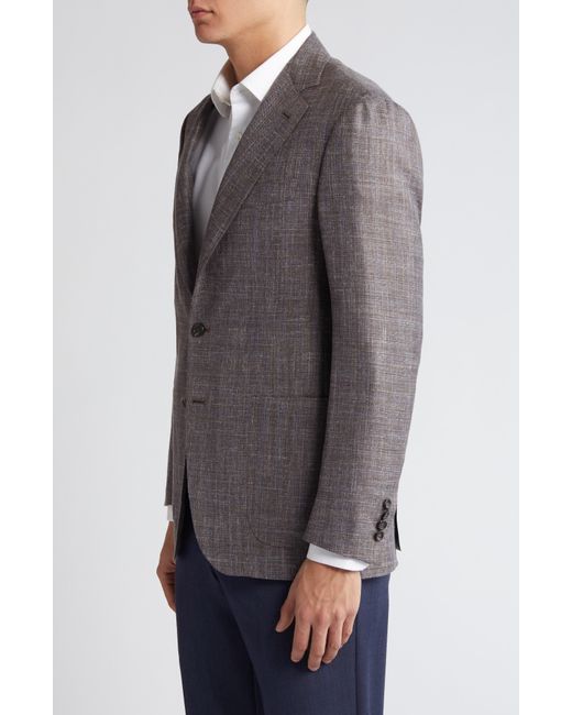 Canali Gray Kei Trim Fit Slub Wool & Silk Blend Sport Coat for men