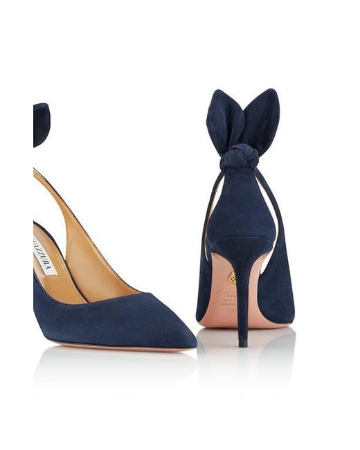 Aquazzura Blue Bow Tie Pointed Toe Pump