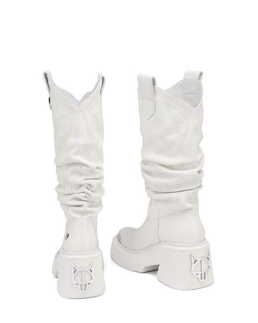 Naked Wolfe White Stable Platform Slouchy Cowboy Boot