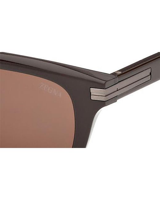 Zegna Brown 54Mm Rectangular Sunglasses for men