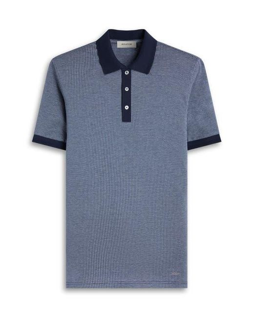Bugatchi Blue Mercerized Cotton Polo for men