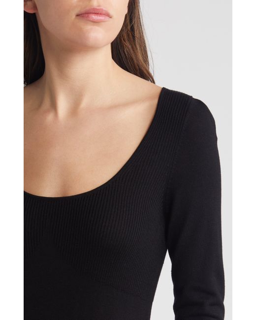 & Other Stories Black & Long Sleeve Rib Maxi Sweater Dress