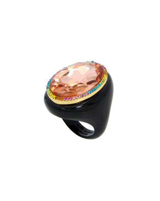 Kurt Geiger Black Oval Crystal Cocktail Ring
