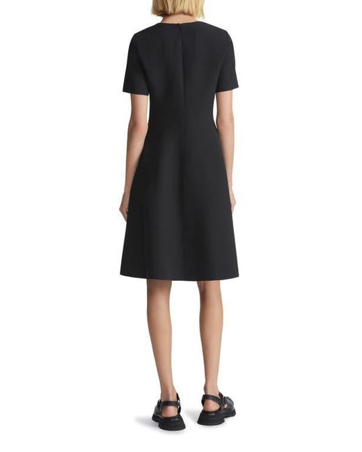 Lafayette 148 New York Black Short Sleeve Wool Blend Fit & Flare Dress