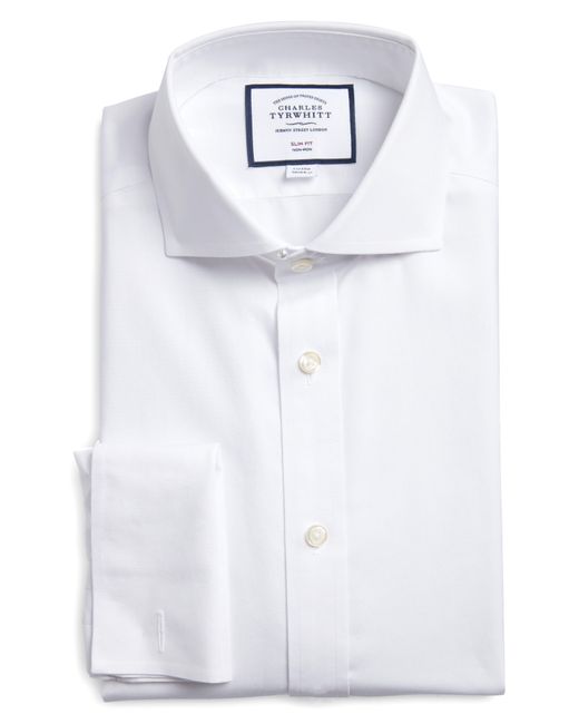 Charles Tyrwhitt White Slim Fit Non-iron Cotton Poplin Dress Shirt for men