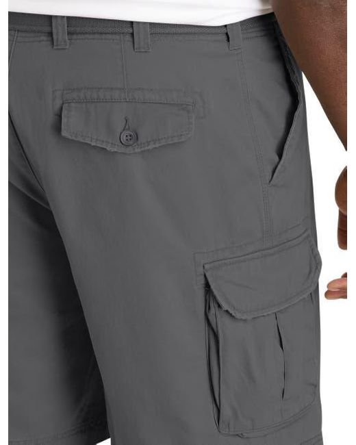 True Nation by DXL Gray Big & Tall Belted Cargo Shorts for men