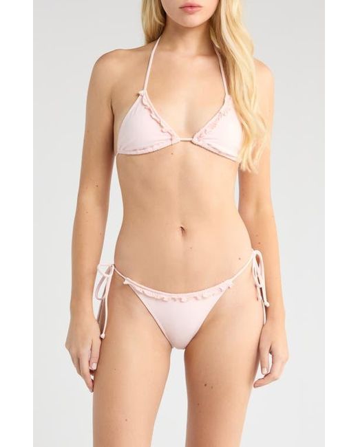 PacSun Natural Sakura Ruffle Triangle Bikini Top