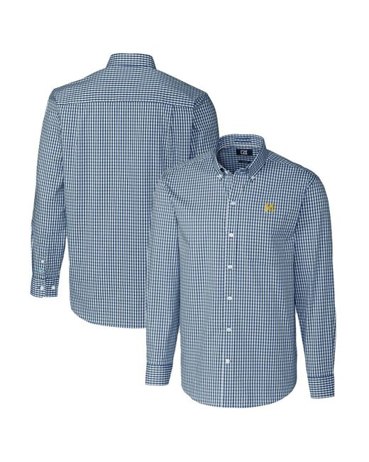 Cutter & Buck Blue Michigan Wolverines Easy Care Stretch Gingham Long Sleeve Button-down Shirt At Nordstrom for men