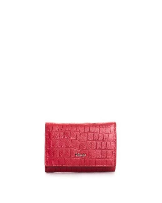 Velez Red Embossed Leather Wallet