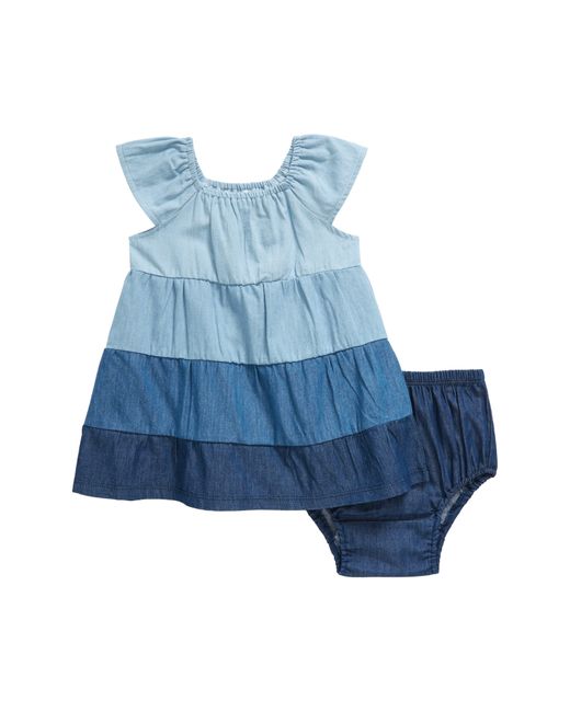 Splendid Tiered Chambray Cotton Dress & Bloomers Set in Blue | Lyst