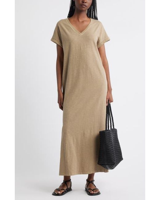 Treasure & Bond Natural Cotton V-Neck Maxi Dress