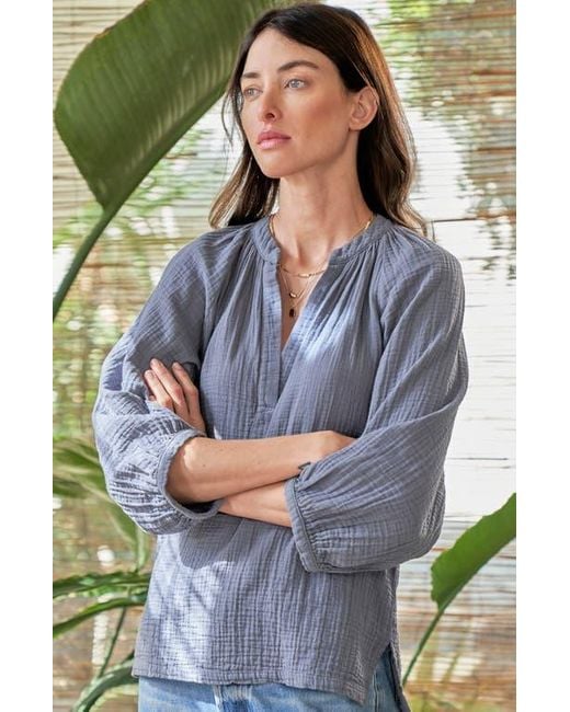 ocean + main Gray Gauze Top