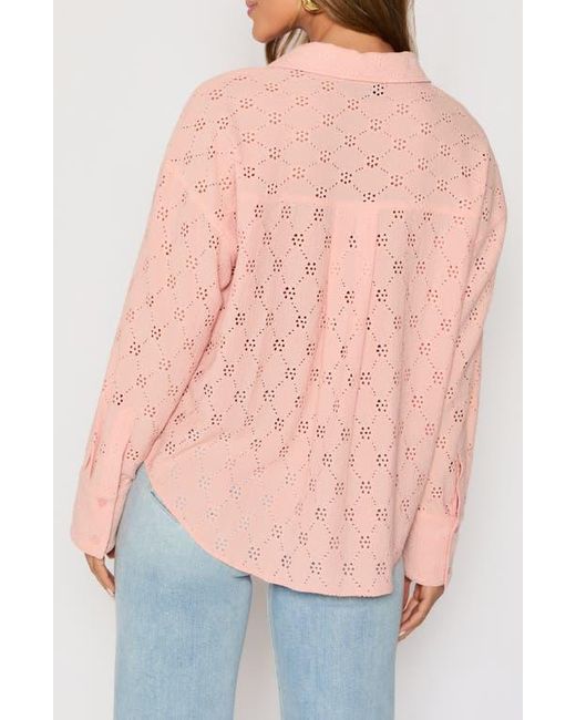 Vici Collection Orange Amber Eyelet Crepe Button-Up Shirt