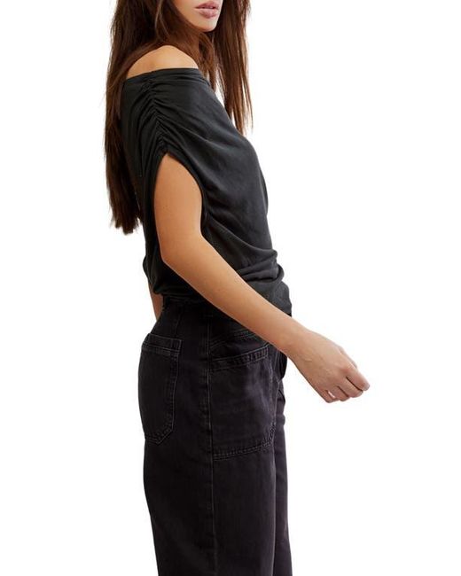 Free People Black Blake Off The Shoulder Knit Top