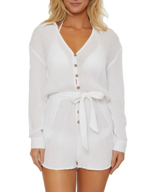 Isabella Rose White Daydreamer Long Sleeve Cover-up Romper