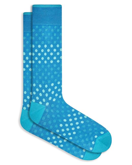 Bugatchi Blue Dot Pattern Cotton Blend Dress Socks for men