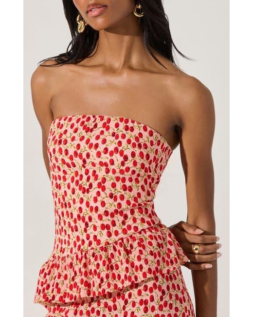 plissé asymmetric tiered ruffle strapless midi dress Ruffle-Trim Strapless Gown in Light Pink - 14 main image 0