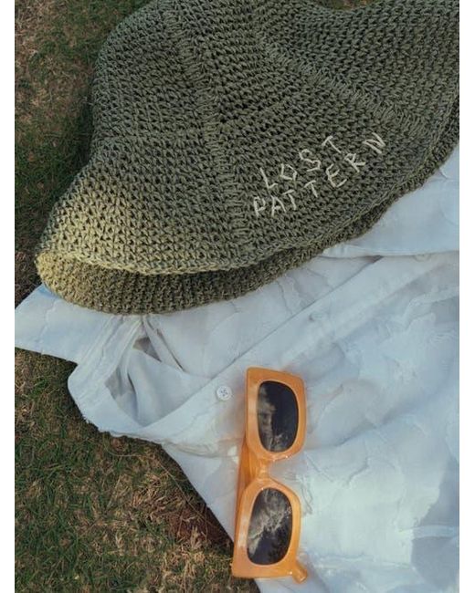 Lost Pattern Green Wanderlight Packable Straw Hat