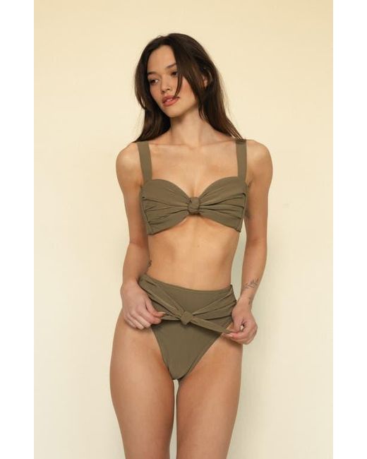 Montce Green Paula Tie Front High Waist Bikini Bottoms