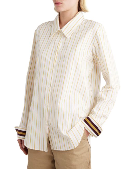 Dries Van Noten White Clavini Stripe Cotton Poplin Button-up Shirt
