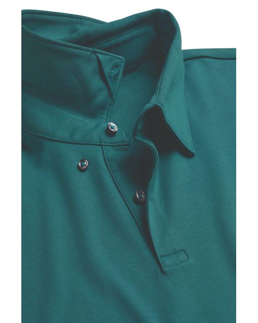 Charles Tyrwhitt Green Plain Long Sleeve Jersey Polo for men