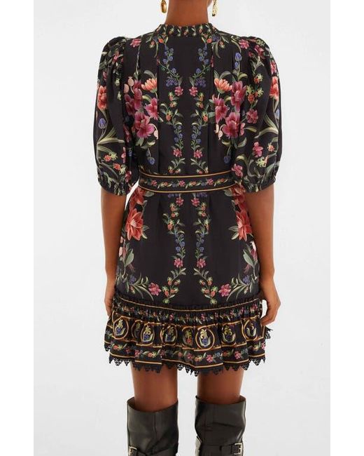 Farm Rio Black Belle Garden Print Minidress