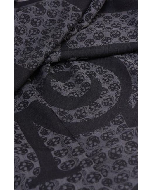 Alexander McQueen Gray Multilogo Wool Scarf for men