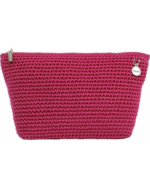 The Sak Essential Pouch Medium – Handgehäkelt, Mit Perlen, Ecru Multi, Reißverschlusstasche