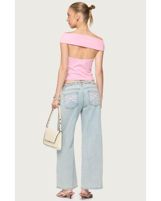 Edikted Red Mikkey Cutout Off The Shoulder Top