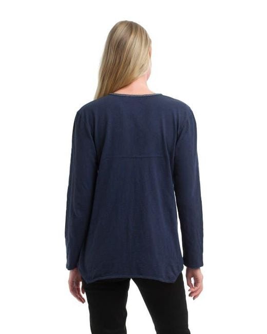 Wilt Blue Metallic Thread V-Neck