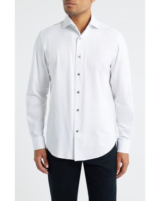 Bugatchi White James Ooohcotton Solid Button-Up Shirt for men