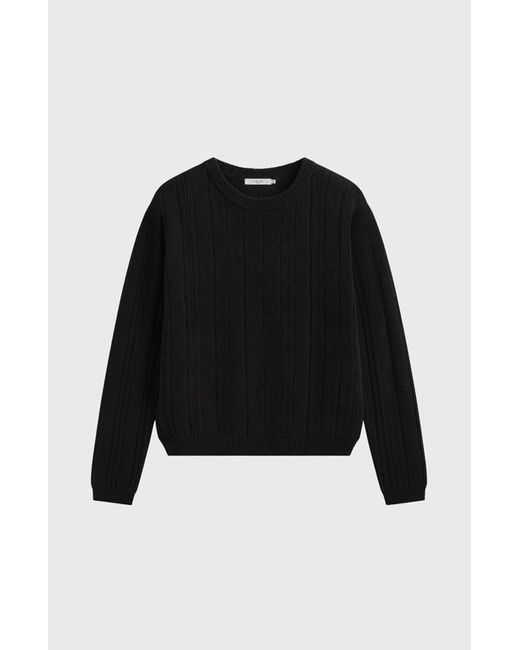 ALMINA CONCEPT Black Ribbed Wool Crewneck Sweater