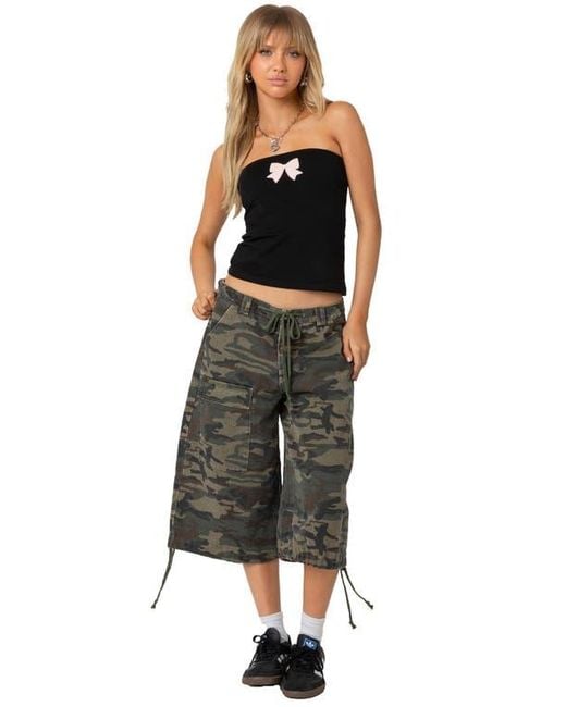 Edikted Black Bow Patch Tube Top