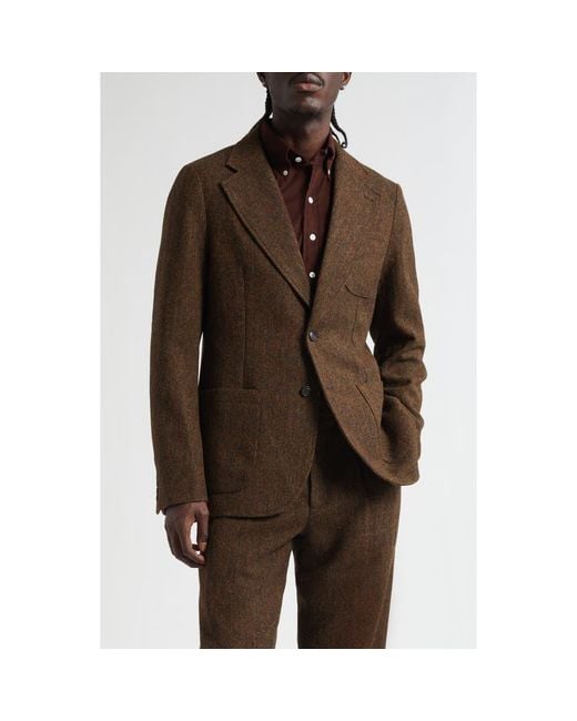 Noah NYC Brown Wool Herringbone Sack Jacket for men