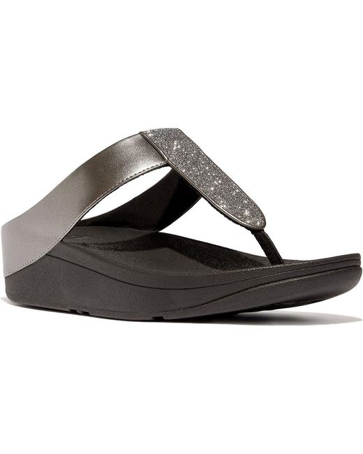 Fitflop Black Fino Platform Wedge Flip Flop