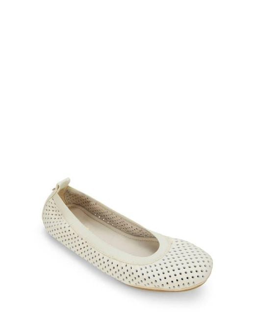 Yosi Samra White Samantha Foldable Ballet Flat