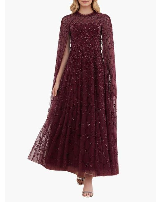 Needle & Thread Purple Heart Lattice Cape Ankle Gown