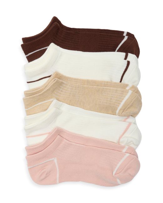 Nordstrom Natural Assorted 5-Pack Rib Ankle Socks