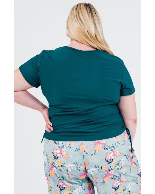 Calypsa Green Plus Size Short Sleeve Adele Swim Top