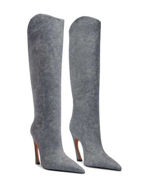 SCHUTZ SHOES Gray Maryann Up Curve Pointed Toe Tall Boot