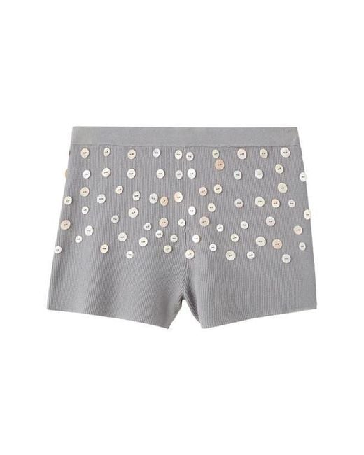 Mango Gray Decorative Button Knit Shorts