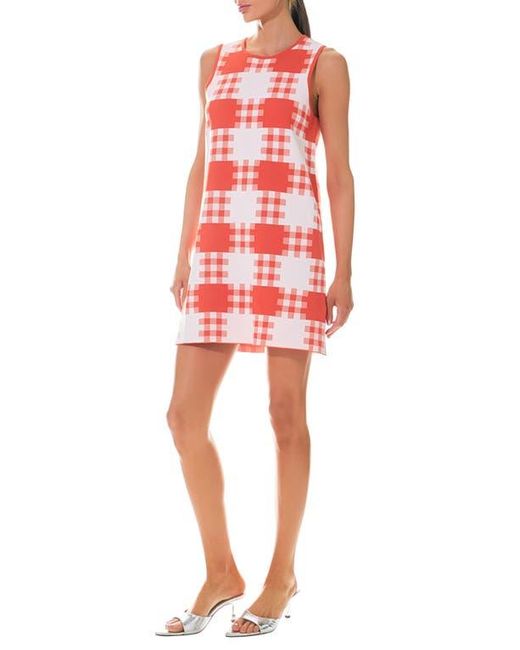 Grey Lab Red Gingham Check Mini Sweater Dress