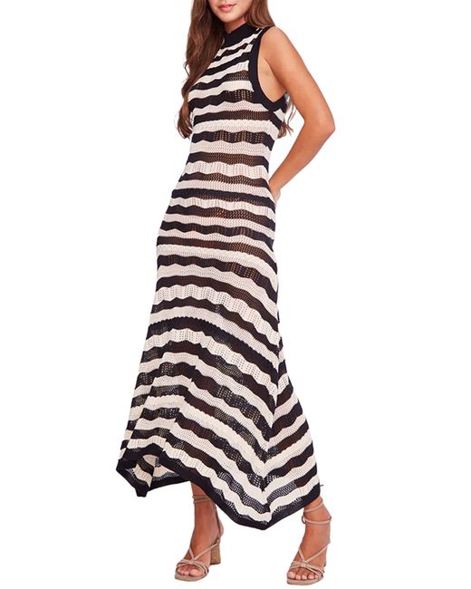 CAPITTANA White Mila Stripe Crochet Sleeveless Cover-up Dress