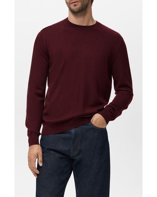 Mango Red Crewneck Wool Sweater for men