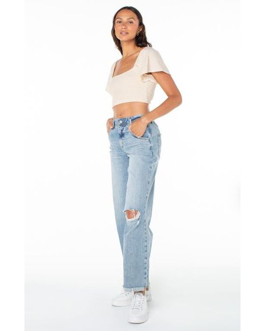 Roxy Blue Sandy Beach Smocked Twist Reversible Crop Top