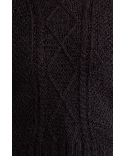 Sugarlips Black Puff Sleeve Cable Stitch Sweater