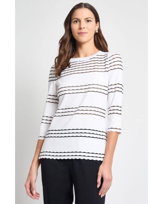 Misook White Scalloped Trim Tunic