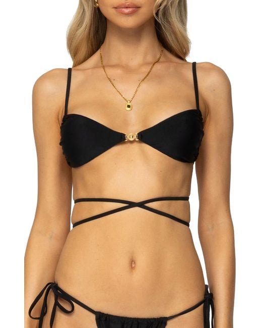 Edikted Black Buffie Wrap Bikini Top