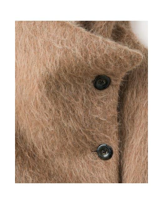 Mango Natural Brushed Funnel Neck Coat